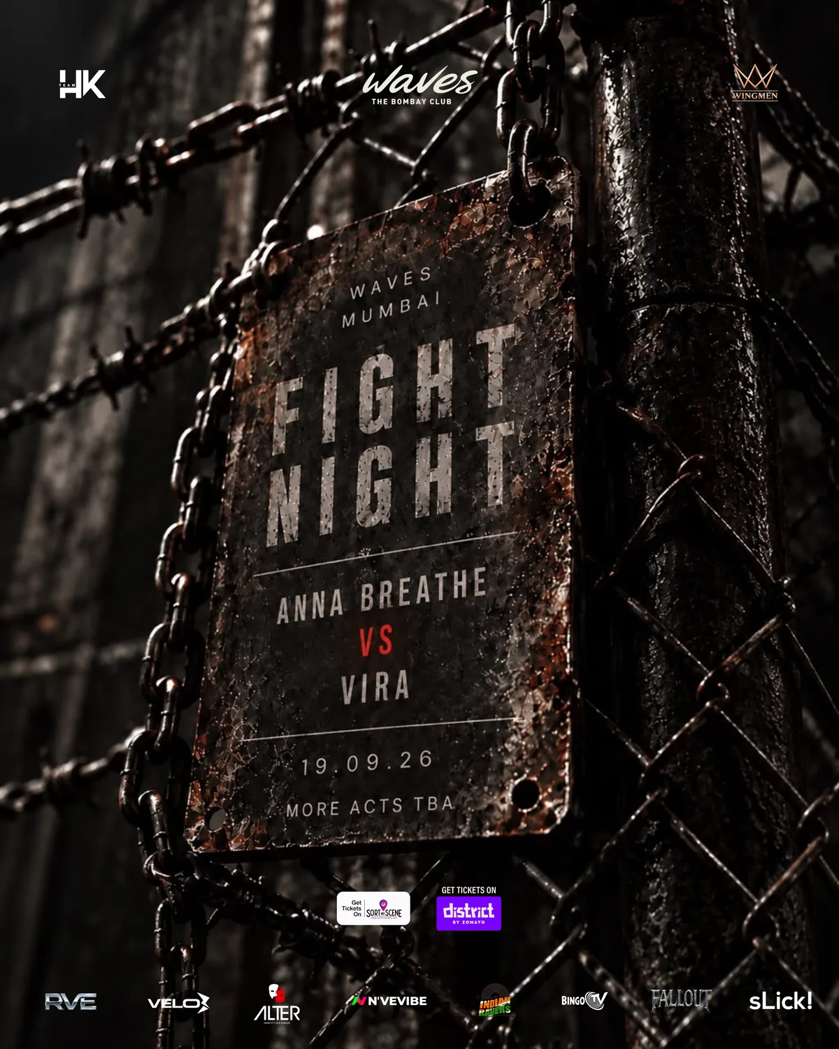 Fight Night poster: Anna Breathe vs Vira at Waves Mumbai on 19 September