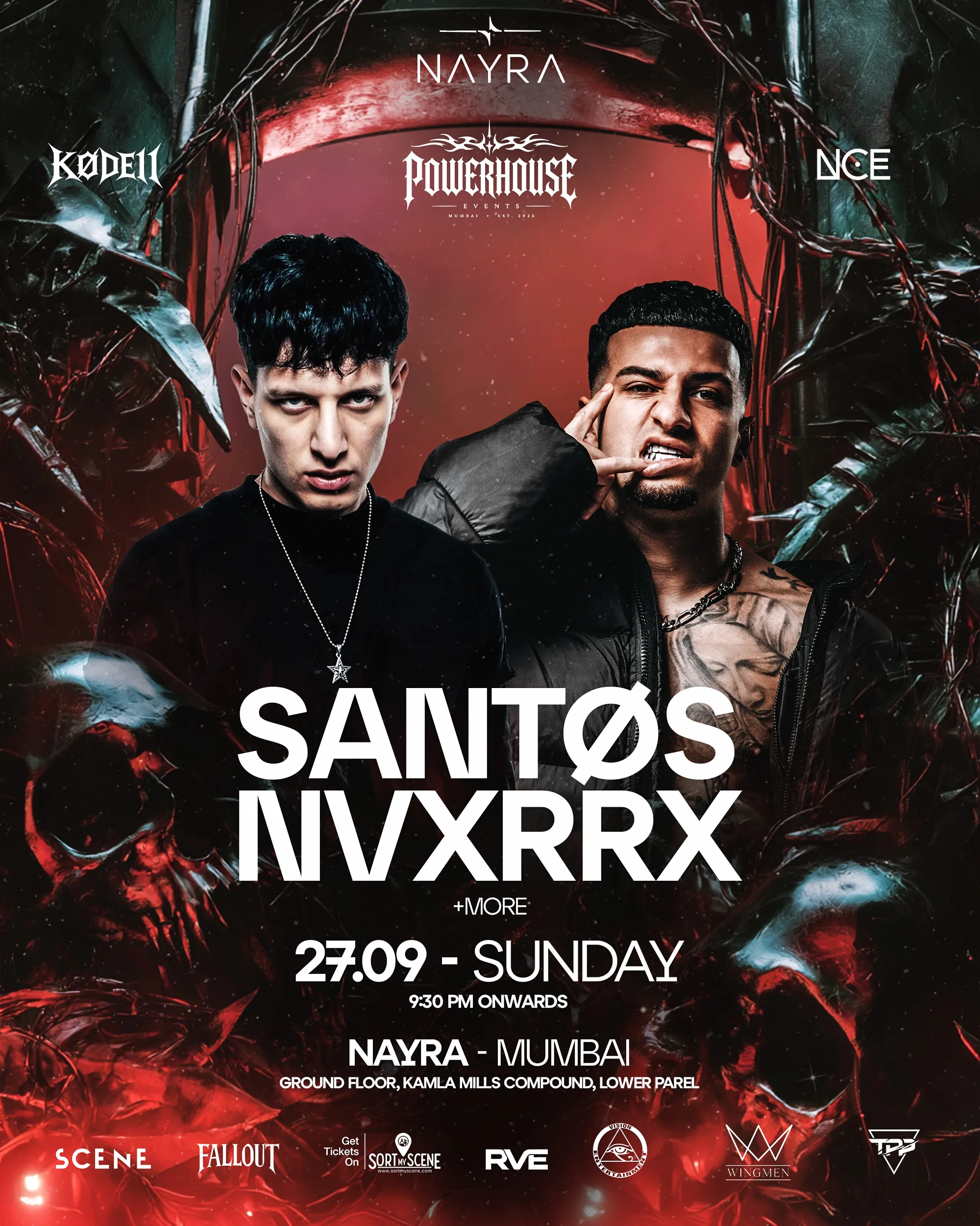 Santøs and Nvxrrx poster for Nayra Mumbai on 27 September