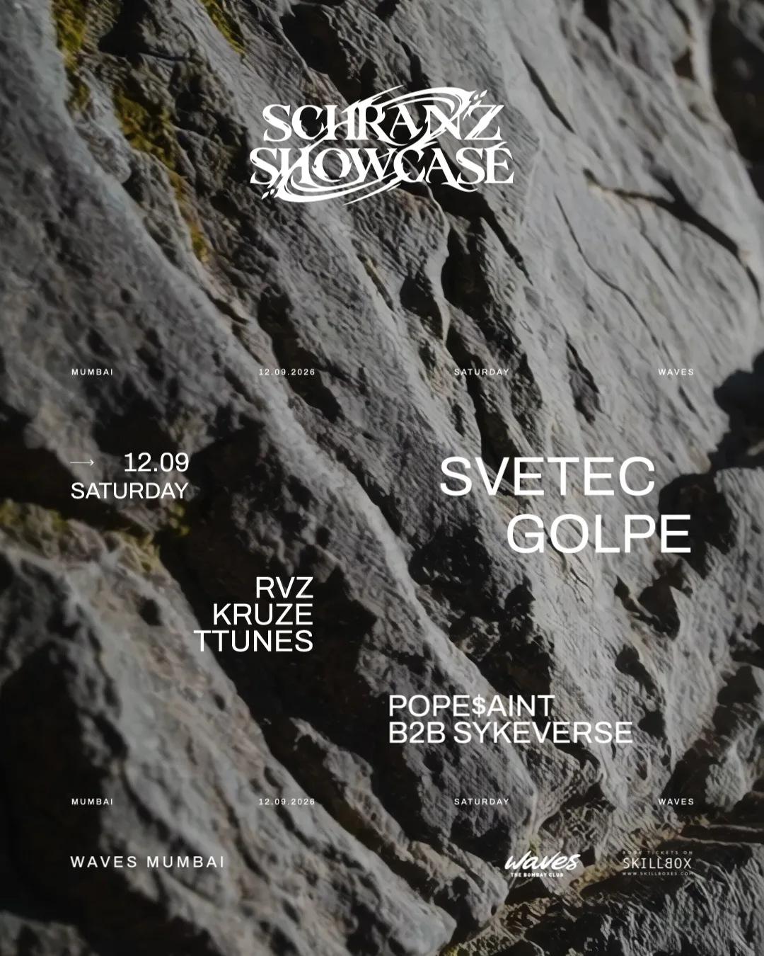 Schranz Showcase poster: Svetec and Golpe at Waves Mumbai on 12 September