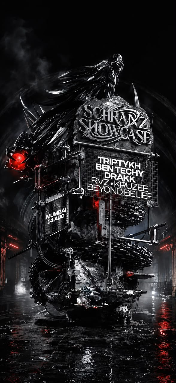 Schranz Showcase poster featuring Triptykh, Ben Techy and Drakk
