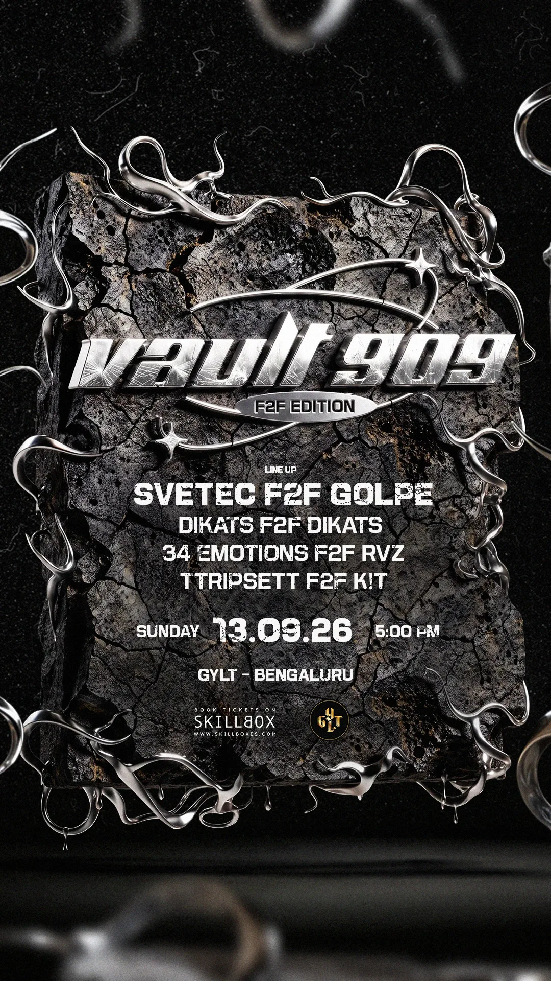 Vault 909 F2F Edition poster: Svetec F2F Golpe at GYLT Bengaluru on 13 September